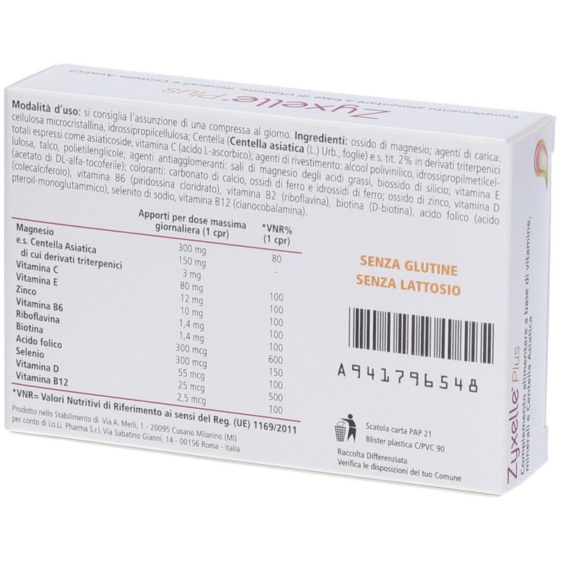 Confezione commerciale diZyxelle Plus Integratore Multivitaminico per Donna 30 Compresse Confezione commerciale diZyxelle Plus Integratore Multivitaminico per Donna 30 Compresse