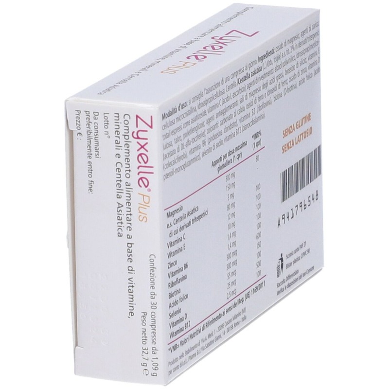 Foto illustrativa del packaging di Zyxelle Plus Integratore Multivitaminico per Donna 30 Compresse Foto illustrativa del packaging di Zyxelle Plus Integratore Multivitaminico per Donna 30 Compresse