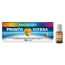 Primo piano di Massigen Pronto Difesa Integratore per Sistema Immunitario 14 Flaconcini