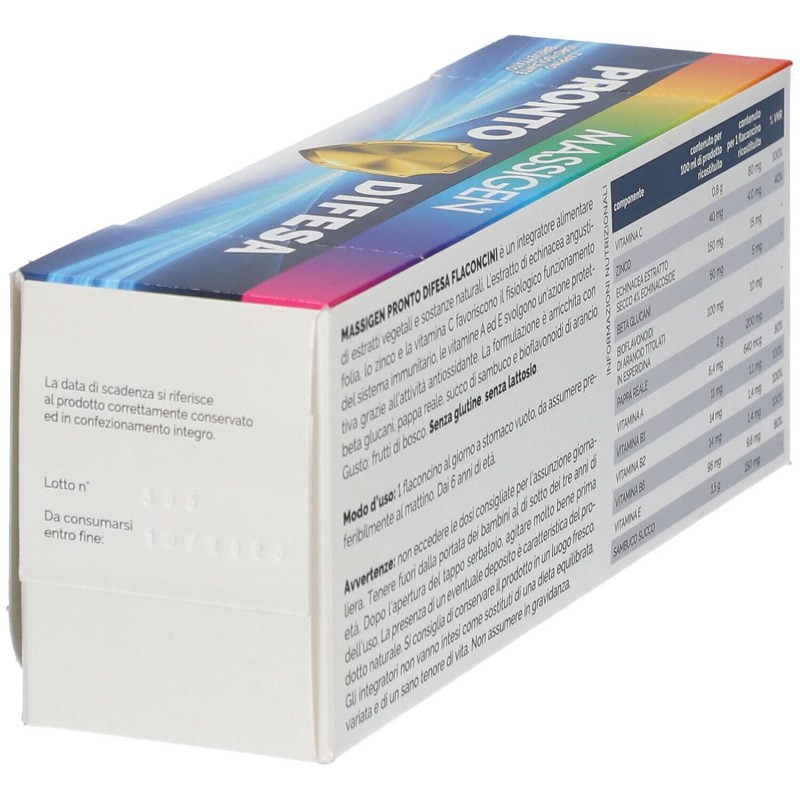 Pack ufficiale del prodotto Massigen Pronto Difesa Integratore per Sistema Immunitario 14 Flaconcini Pack ufficiale del prodotto Massigen Pronto Difesa Integratore per Sistema Immunitario 14 Flaconcini