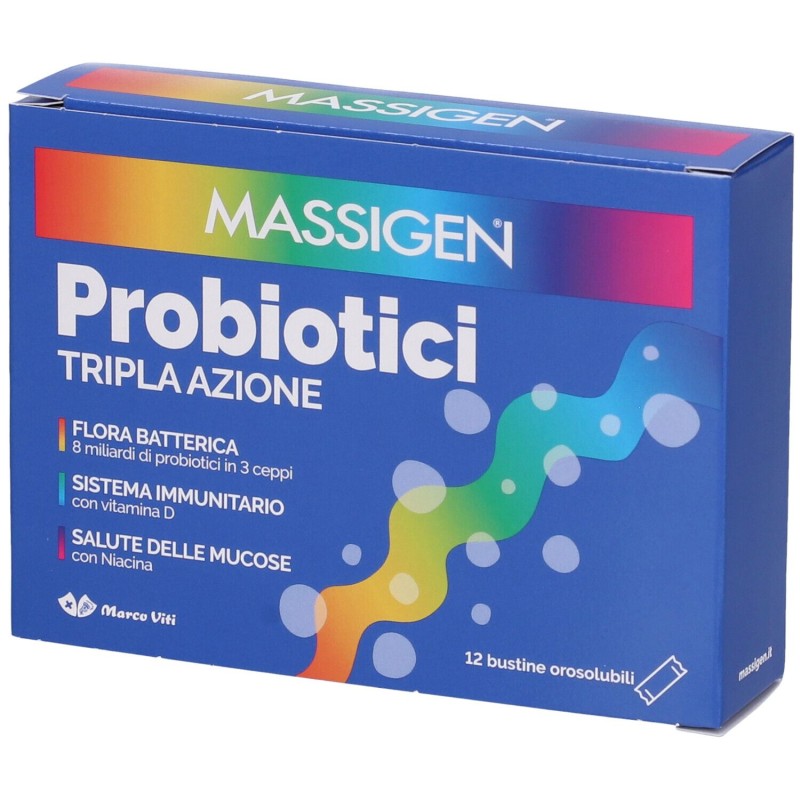 Scatola originale del prodotto Marco Viti Massigen Probiotici Fermenti Lattici 12 Stick Scatola originale del prodotto Marco Viti Massigen Probiotici Fermenti Lattici 12 Stick
