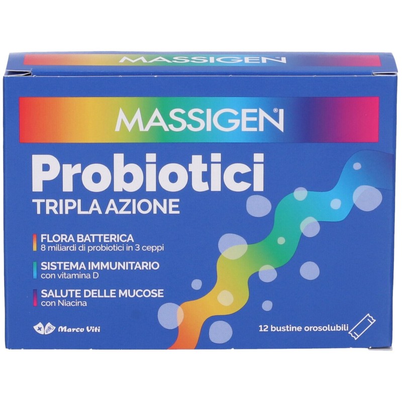 Foto illustrativa del packaging di Marco Viti Massigen Probiotici Fermenti Lattici 12 Stick Foto illustrativa del packaging di Marco Viti Massigen Probiotici Fermenti Lattici 12 Stick