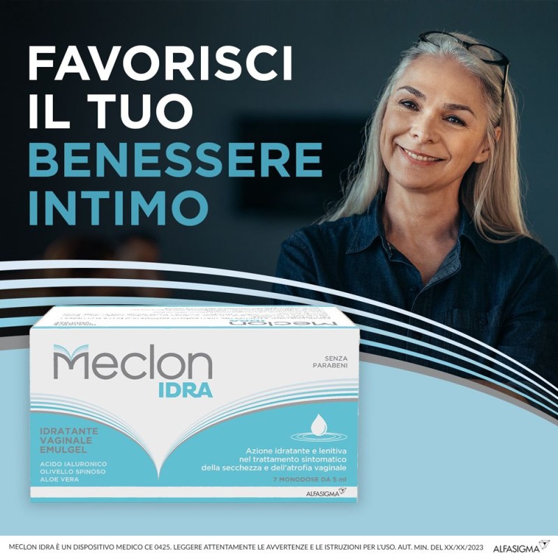 Foto ravvicinata di Meclon Idra Emulgel Idratante Vaginale 7 Tubi Monodose