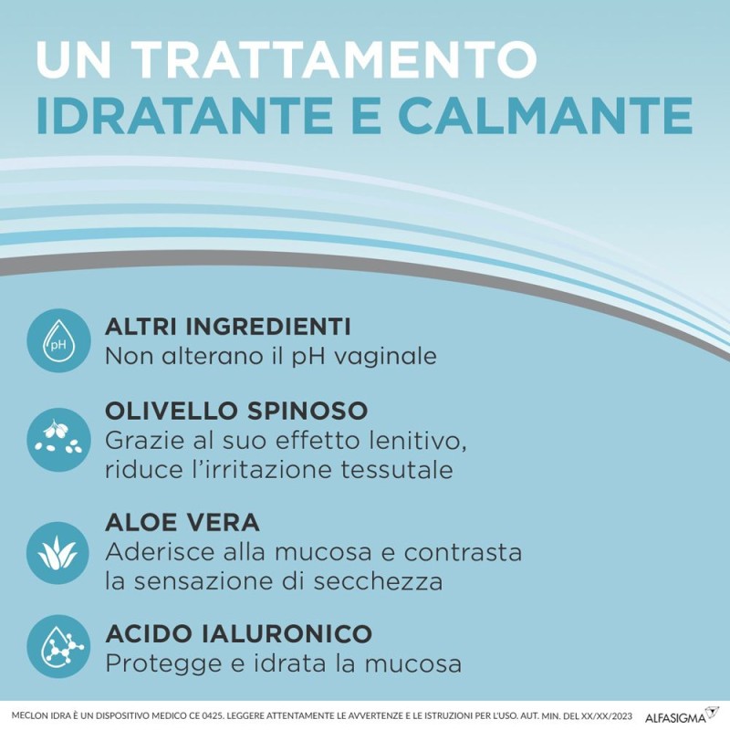 Confezione commerciale diMeclon Idra Emulgel Idratante Vaginale 7 Tubi Monodose