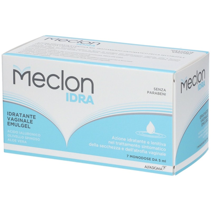 Presentazione grafica di Meclon Idra Emulgel Idratante Vaginale 7 Tubi Monodose