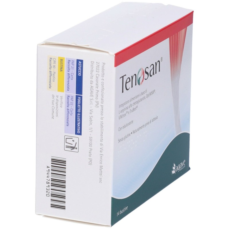 Confezione commerciale diTenosan Integratore per Muscoli ed Articolazioni 14 Bustine Confezione commerciale diTenosan Integratore per Muscoli ed Articolazioni 14 Bustine