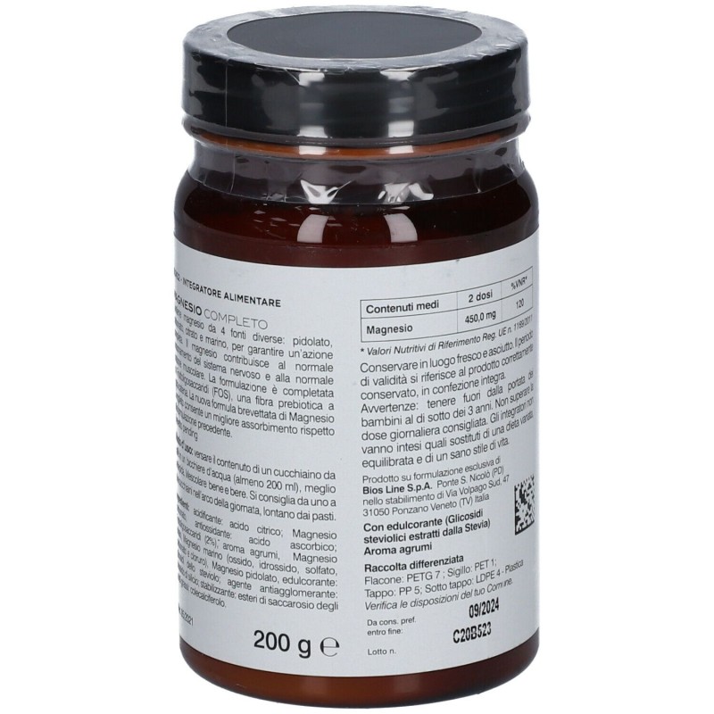 Foto illustrativa del packaging di Bios Line Principium Magnesio Completo Integratore per Stanchezza 200gr Foto illustrativa del packaging di Bios Line Principium Magnesio Completo Integratore per Stanchezza 200gr