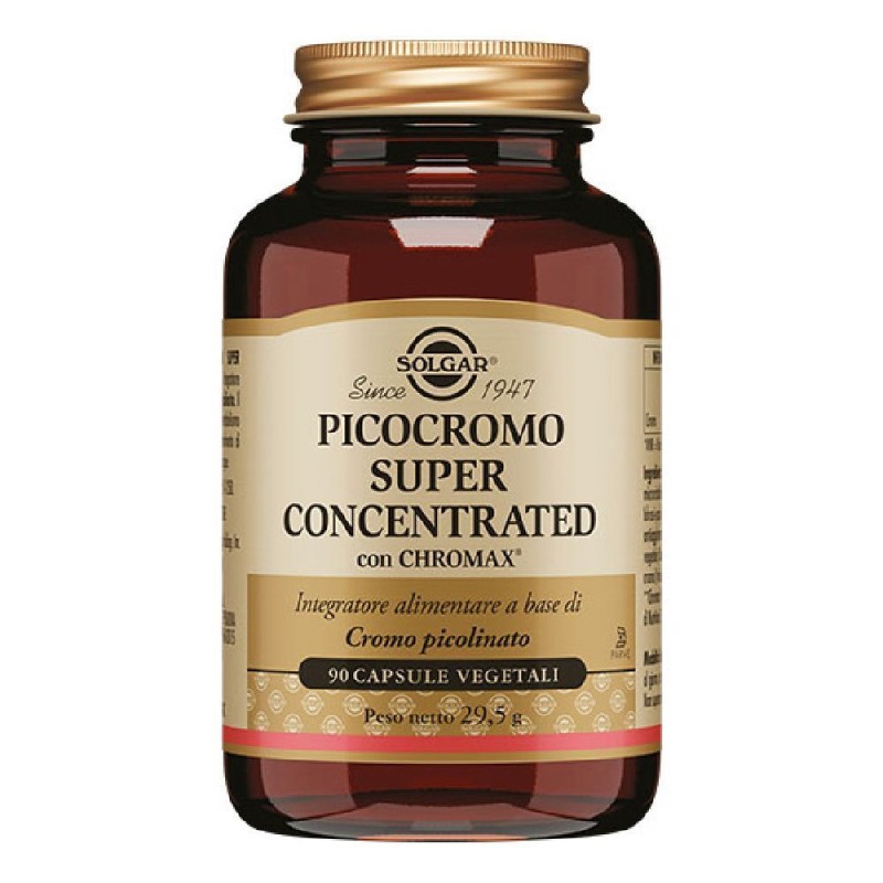 Confezione sigillata di Solgar Picocromo Super Concentrato Integratore per Glicemia e Controllo del Peso 90 Capsule