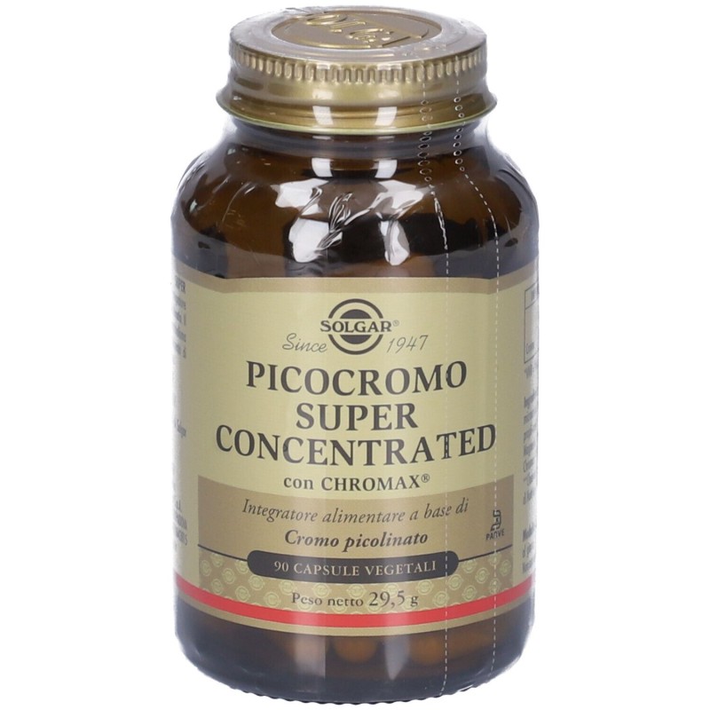 Pack ufficiale del prodotto Solgar Picocromo Super Concentrato Integratore per Glicemia e Controllo del Peso 90 Capsule
