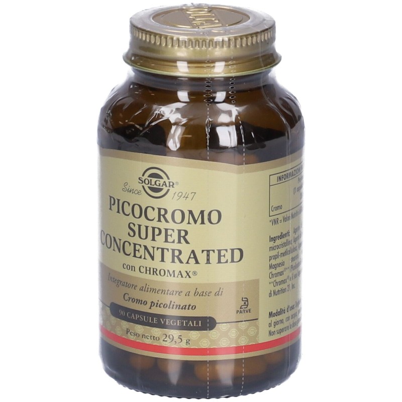 Packaging del prodotto Solgar Picocromo Super Concentrato Integratore per Glicemia e Controllo del Peso 90 Capsule