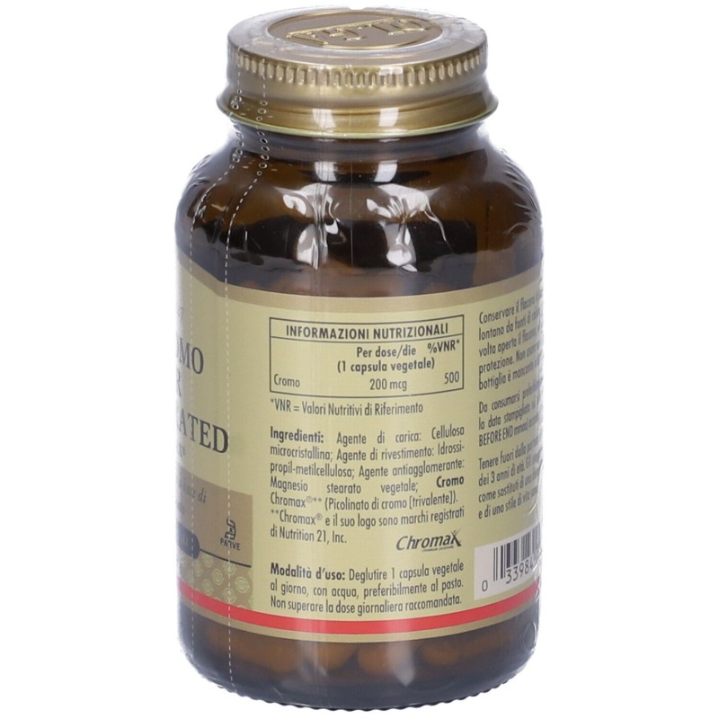 Visualizzazione chiara di Solgar Picocromo Super Concentrato Integratore per Glicemia e Controllo del Peso 90 Capsule