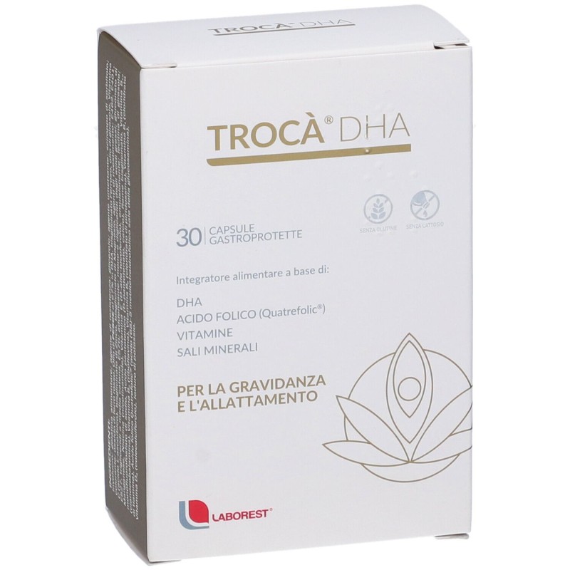 Dettaglio del packaging di Uriach Troca' DHA Integratore per Gravidanza 30 Capsule Dettaglio del packaging di Uriach Troca' DHA Integratore per Gravidanza 30 Capsule
