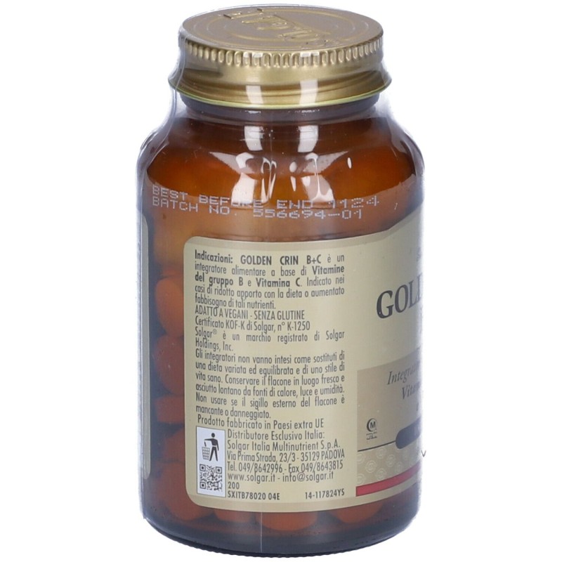 Scatola originale del prodotto Solgar Golden Crin B+C Integratore Vitaminico 100 Tavolette Scatola originale del prodotto Solgar Golden Crin B+C Integratore Vitaminico 100 Tavolette