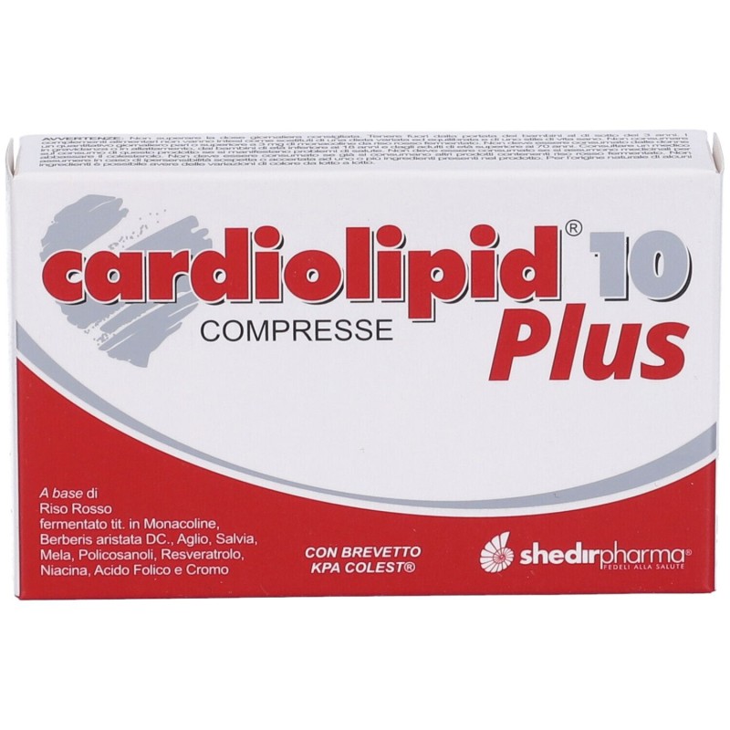 Confezione sigillata di Shedir Cardiolipid 10 Plus Integratore per il Colesterolo 30 Compresse Confezione sigillata di Shedir Cardiolipid 10 Plus Integratore per il Colesterolo 30 Compresse