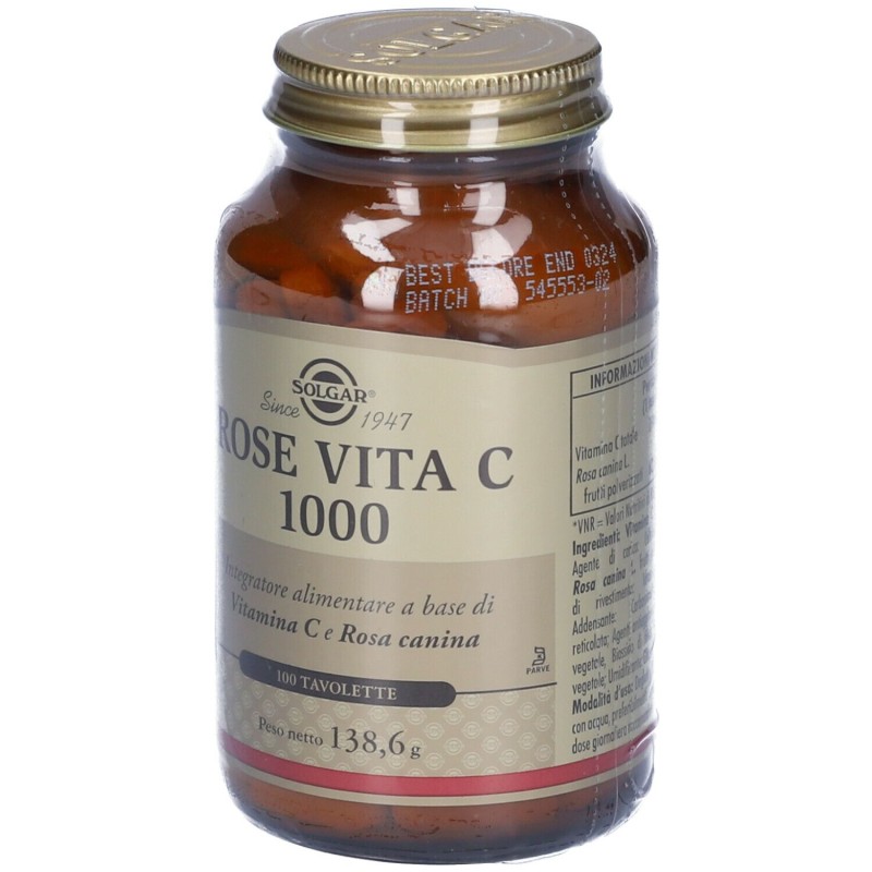 Immagine reale di Solgar Rose Vita C 1000 Integratore Vitamina C 100 Tavolette Immagine reale di Solgar Rose Vita C 1000 Integratore Vitamina C 100 Tavolette