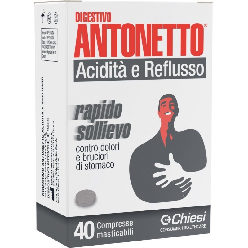 Pack ufficiale del prodotto Digestivo Antonetto 40 Compresse Masticabili Gusto Classico Pack ufficiale del prodotto Digestivo Antonetto 40 Compresse Masticabili Gusto Classico