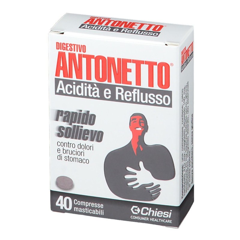 Scatola originale del prodotto Digestivo Antonetto 40 Compresse Masticabili Gusto Classico Scatola originale del prodotto Digestivo Antonetto 40 Compresse Masticabili Gusto Classico