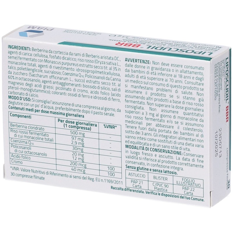 Foto ravvicinata di Liposcudil BBR Integratore Alimentare per ColesteroloAss 30 Compresse