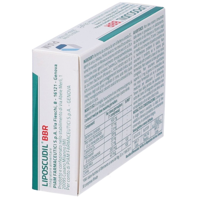 Confezione commerciale diLiposcudil BBR Integratore Alimentare per ColesteroloAss 30 Compresse