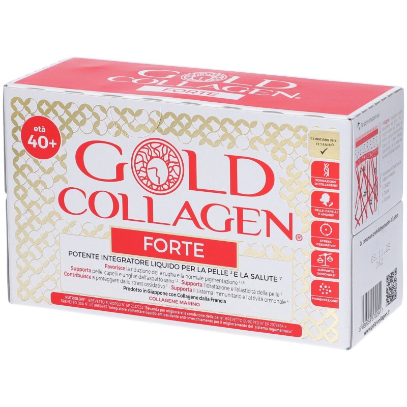 Scatola integra del prodotto Gold Collagen Forte Integratore Antiage 10 Flaconcini 50ml