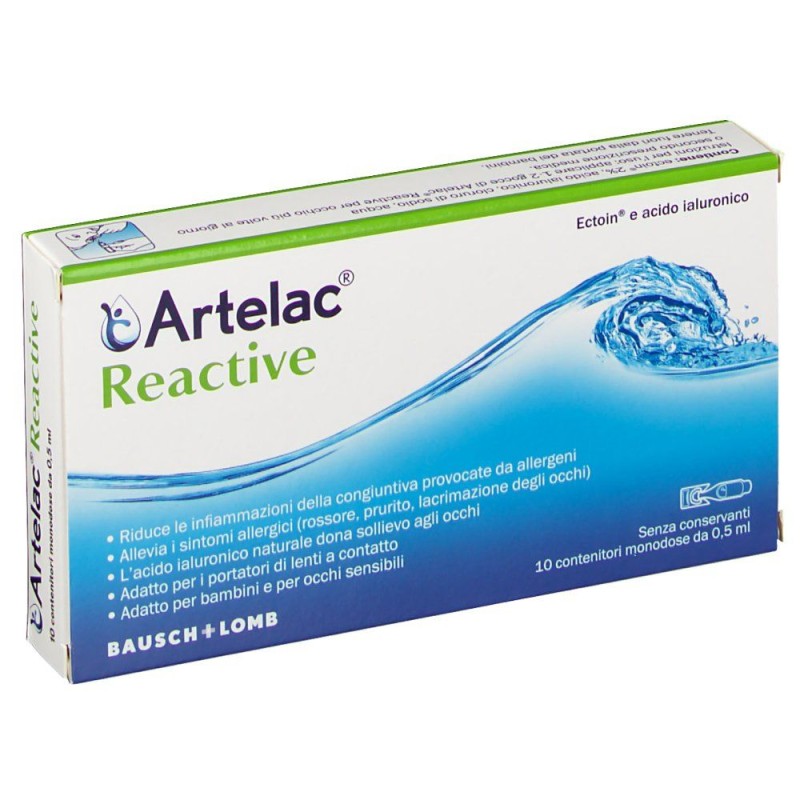 Foto illustrativa del packaging di Artelac Reactive Collirio per Irritazione Occhi 10 Pezzi