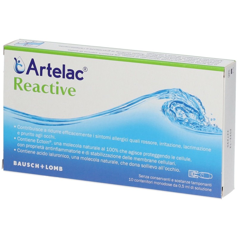 Presentazione grafica di Artelac Reactive Collirio per Irritazione Occhi 10 Pezzi