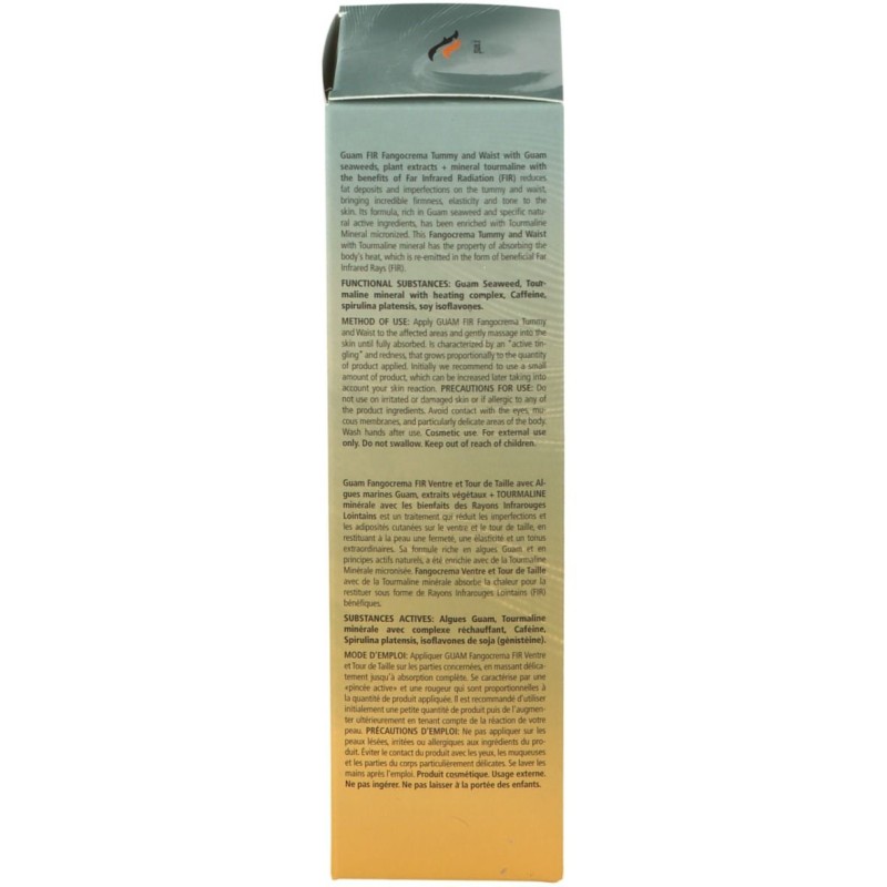 Scatola originale del prodotto Guam Fango FIR Tourmaline Crema Anticellulite Pancia e Girovita 150 ml Scatola originale del prodotto Guam Fango FIR Tourmaline Crema Anticellulite Pancia e Girovita 150 ml