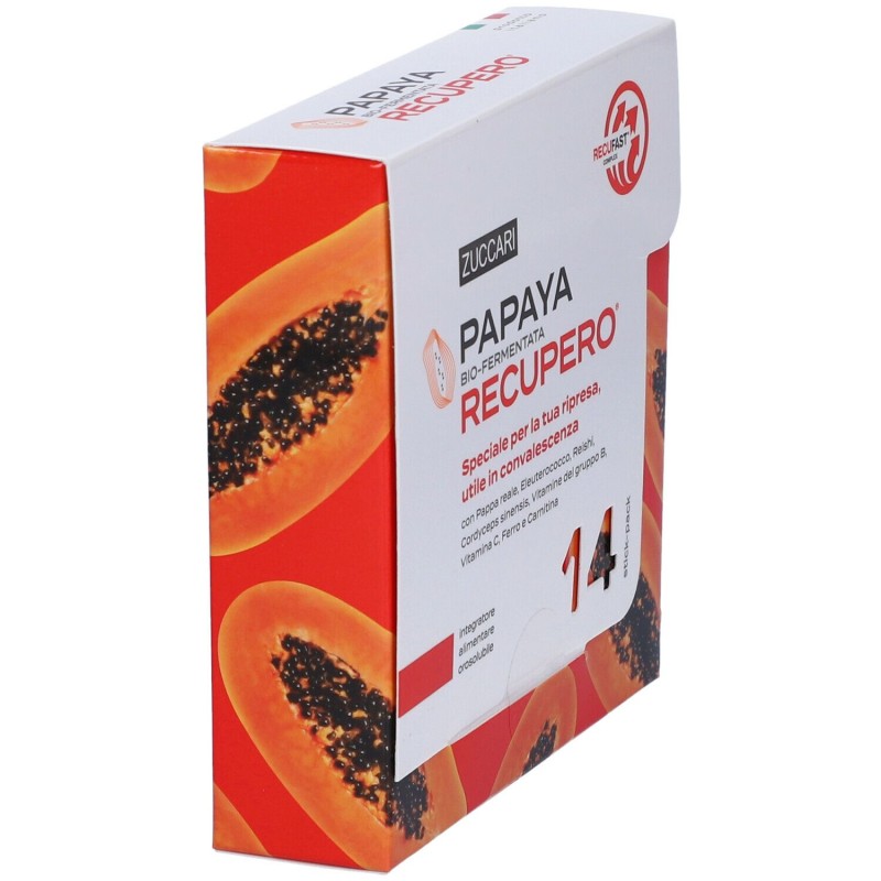 Scatola originale del prodotto Zuccari Papaya Recupero Integratore Ricostituente 14 Stick