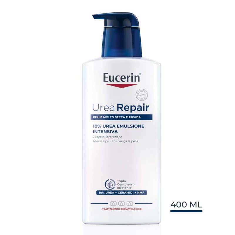 Presentazione grafica di Eucerin Urea Repair Emulsione Intensiva Urea 10% 400 ml Presentazione grafica di Eucerin Urea Repair Emulsione Intensiva Urea 10% 400 ml