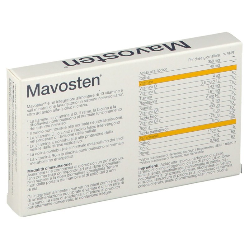 Aspetto del prodotto Mavosten Integratore per Benessere dei Nervi 20 Compresse Aspetto del prodotto Mavosten Integratore per Benessere dei Nervi 20 Compresse