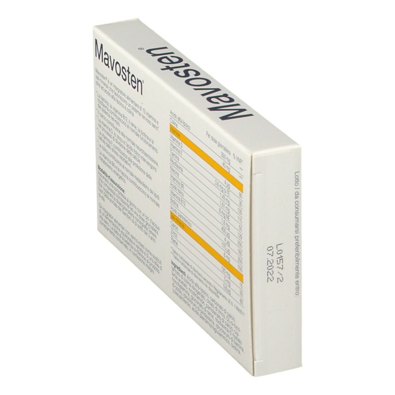 Scatola integra del prodotto Mavosten Integratore per Benessere dei Nervi 20 Compresse Scatola integra del prodotto Mavosten Integratore per Benessere dei Nervi 20 Compresse