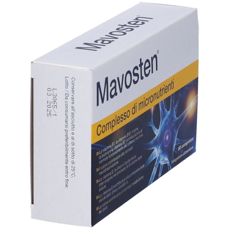 Packaging integro del prodotto Mavosten Integratore per Benessere dei Nervi 60 Compresse Packaging integro del prodotto Mavosten Integratore per Benessere dei Nervi 60 Compresse