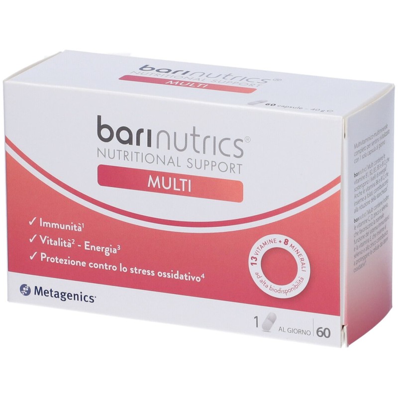 Confezione commerciale diMetagenics Barinutrics Multi Integratore con Vitamine e Minerali 60 Capsule Confezione commerciale diMetagenics Barinutrics Multi Integratore con Vitamine e Minerali 60 Capsule
