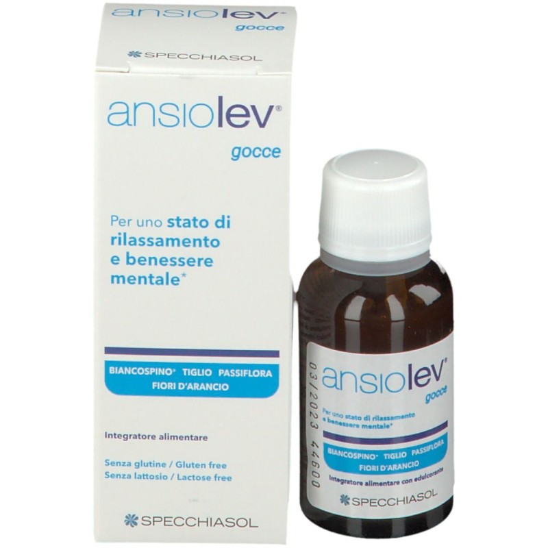 Scatola originale del prodotto Ansiolev Gocce Integratore Rilassante 20ml Scatola originale del prodotto Ansiolev Gocce Integratore Rilassante 20ml