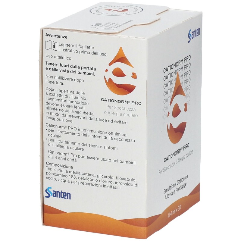 Pack ufficiale del prodotto Cationorm Pro Collirio per gli Occhi Secchi 30 Fiale da 0,4ml