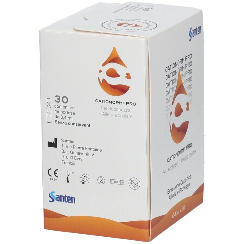 Scatola integra del prodotto Cationorm Pro Collirio per gli Occhi Secchi 30 Fiale da 0,4ml