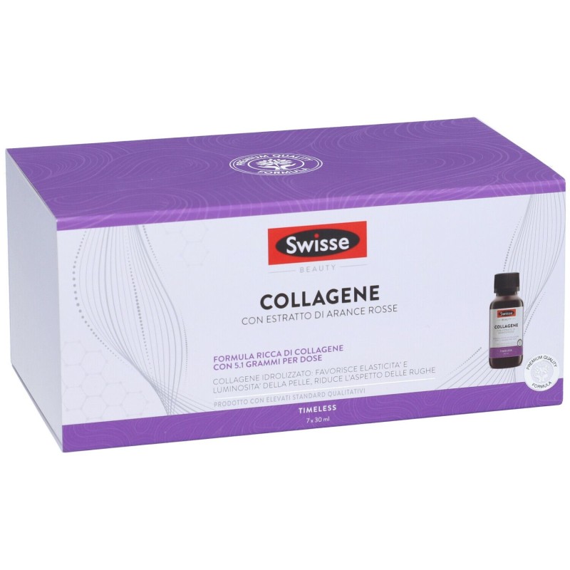 Foto illustrativa del packaging di Swisse Beauty Collagene Integratore Antirughe 7 Flaconcini