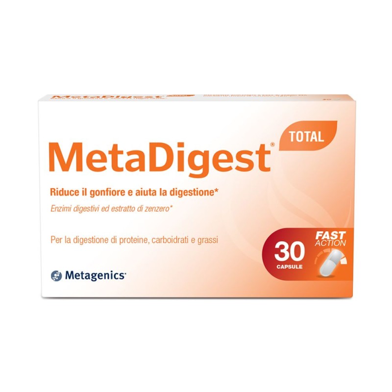 Immagine reale di Metagenics Metadigest Total Integratore per la Digestione 30 Capsule Immagine reale di Metagenics Metadigest Total Integratore per la Digestione 30 Capsule
