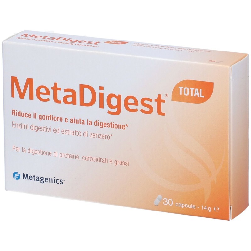 Dettaglio del packaging di Metagenics Metadigest Total Integratore per la Digestione 30 Capsule Dettaglio del packaging di Metagenics Metadigest Total Integratore per la Digestione 30 Capsule