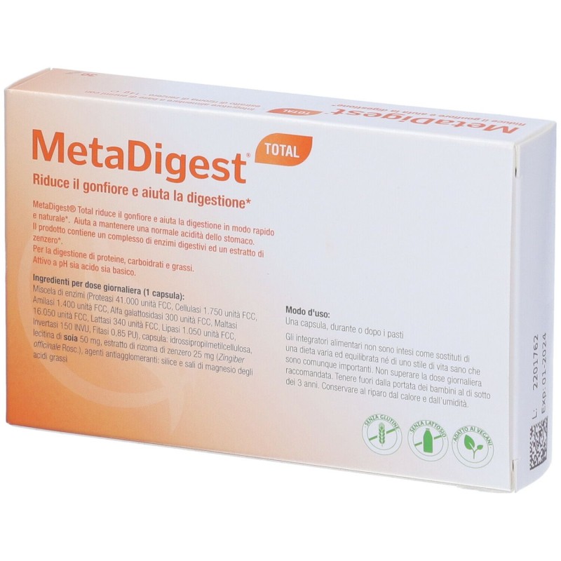 Vista del prodotto Metagenics Metadigest Total Integratore per la Digestione 30 Capsule Vista del prodotto Metagenics Metadigest Total Integratore per la Digestione 30 Capsule