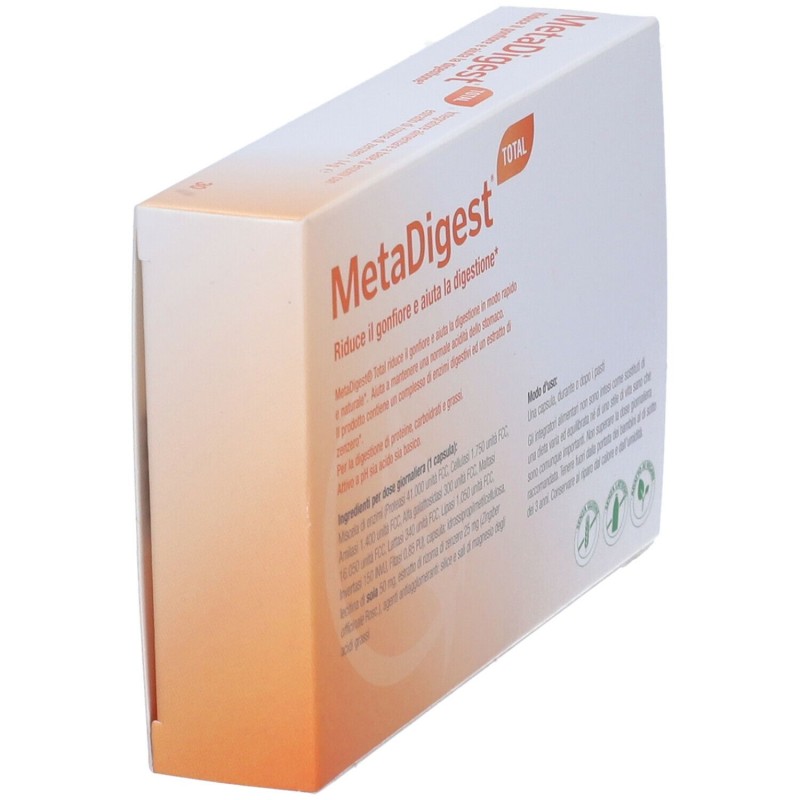 Presentazione grafica di Metagenics Metadigest Total Integratore per la Digestione 30 Capsule Presentazione grafica di Metagenics Metadigest Total Integratore per la Digestione 30 Capsule