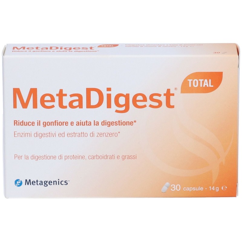 Confezione sigillata di Metagenics Metadigest Total Integratore per la Digestione 30 Capsule Confezione sigillata di Metagenics Metadigest Total Integratore per la Digestione 30 Capsule