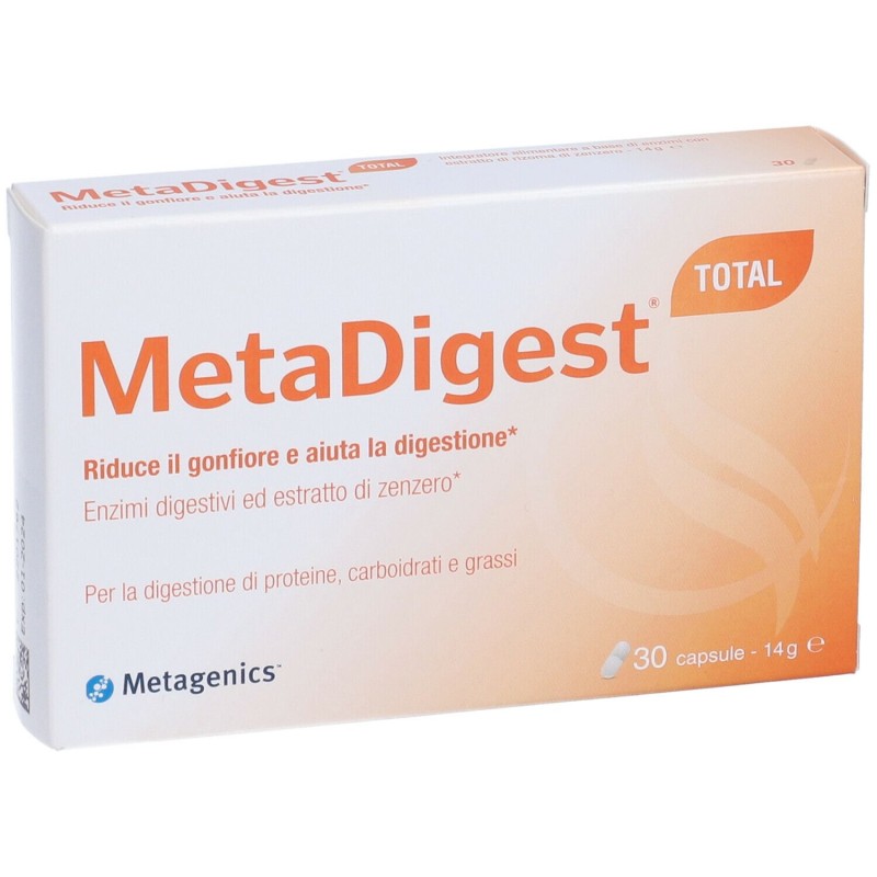 Pack ufficiale del prodotto Metagenics Metadigest Total Integratore per la Digestione 30 Capsule Pack ufficiale del prodotto Metagenics Metadigest Total Integratore per la Digestione 30 Capsule