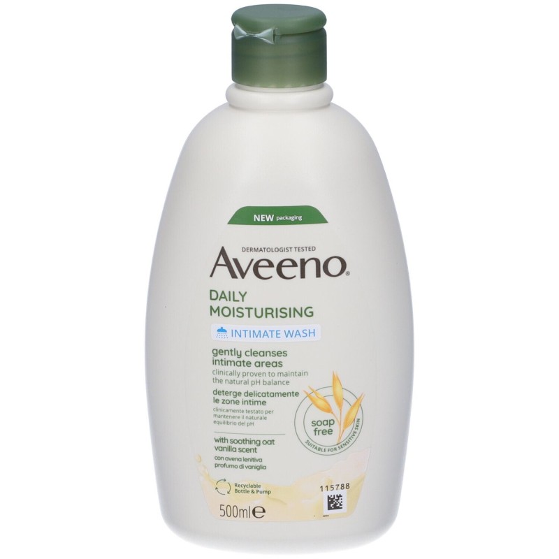 Foto illustrativa del packaging di Aveeno Detergente Intimo Lenitivo Idratante 500ml Foto illustrativa del packaging di Aveeno Detergente Intimo Lenitivo Idratante 500ml