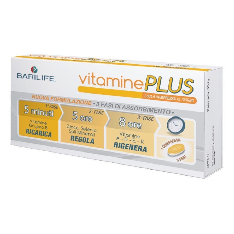 Pack ufficiale del prodotto Barilfe Vitamine Plus Integratore Vitaminico 30 Compresse Pack ufficiale del prodotto Barilfe Vitamine Plus Integratore Vitaminico 30 Compresse