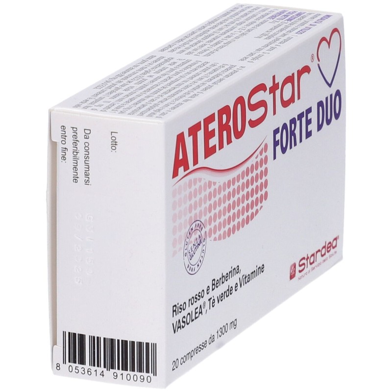 Foto illustrativa del packaging di Stardea Aterostar Forte Duo Integratore per il Colesterolo 20 Compresse Foto illustrativa del packaging di Stardea Aterostar Forte Duo Integratore per il Colesterolo 20 Compresse