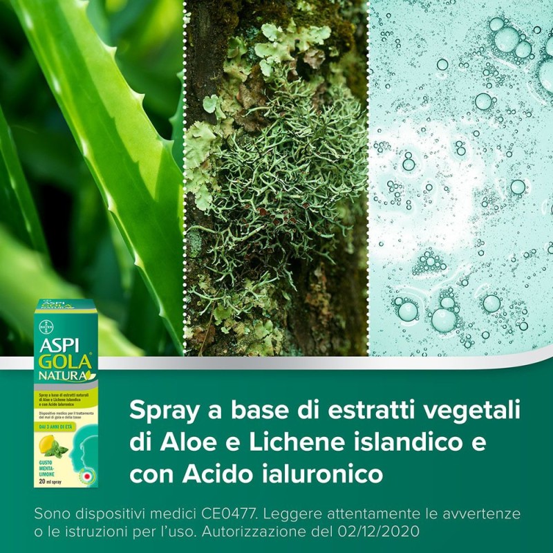 Packaging integro del prodotto Aspi Gola Natura Spray per la Gola Gusto Menta e Limone 20ml