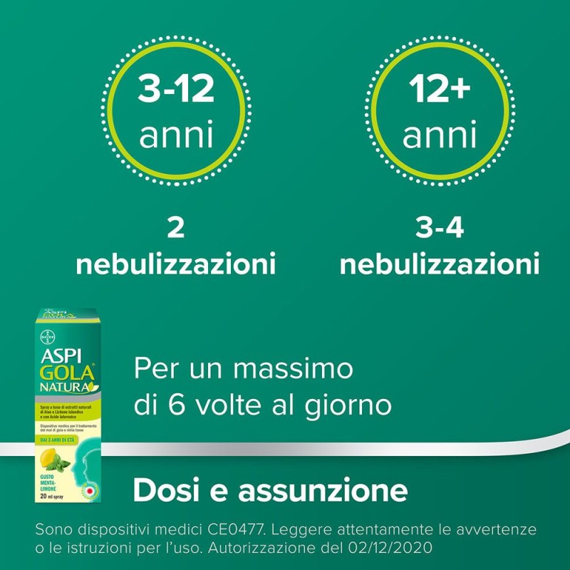 Foto ravvicinata di Aspi Gola Natura Spray per la Gola Gusto Menta e Limone 20ml