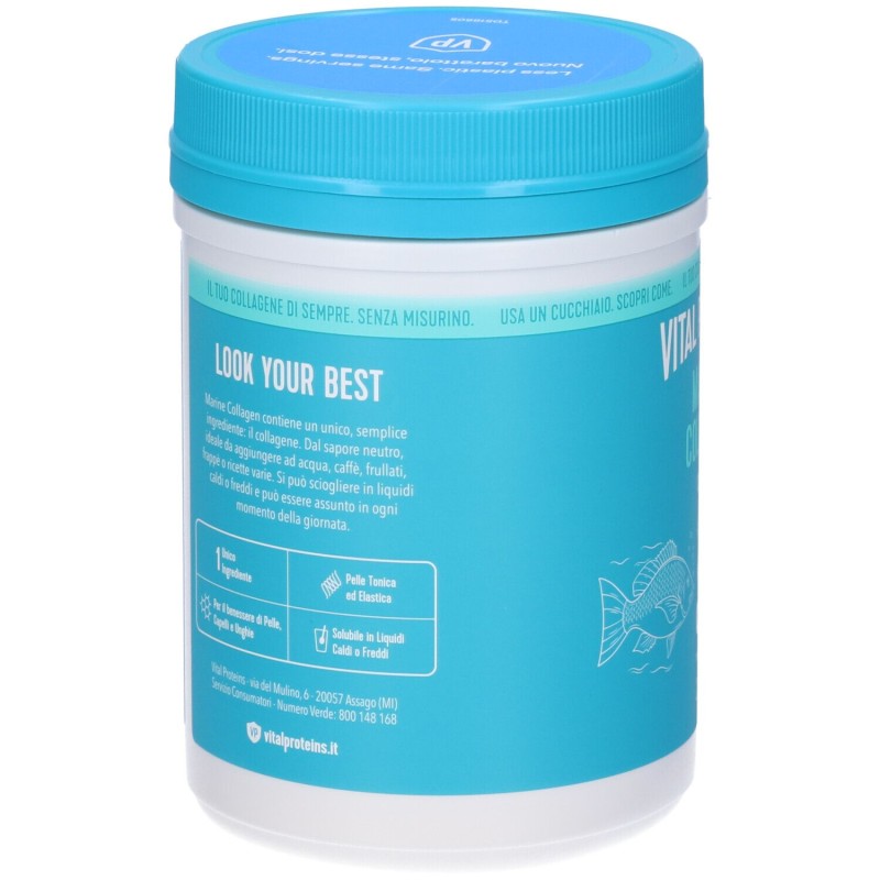 Foto illustrativa del packaging di Nestlè Vital Proteins Marine Collagen Integratore Antirughe 221g