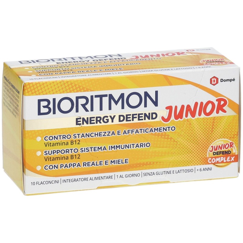 Packaging integro del prodotto Bioritmon Energy Defend Junior Integratore Energetico per Bambini 10 Flaconcini Packaging integro del prodotto Bioritmon Energy Defend Junior Integratore Energetico per Bambini 10 Flaconcini